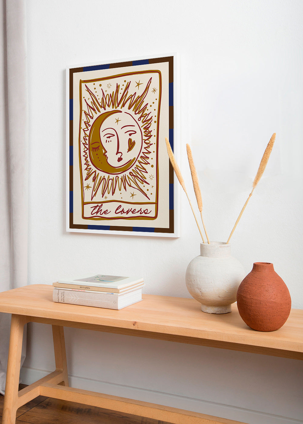 Tarotillustration 'The Lovers' sol och måne