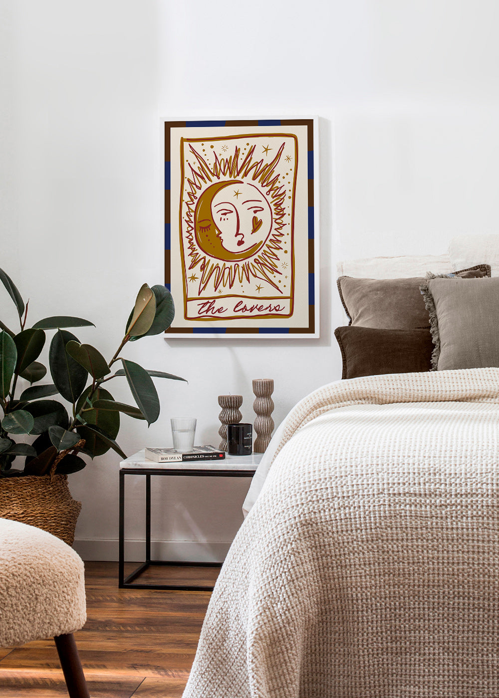 Tarotillustration 'The Lovers' sol och måne