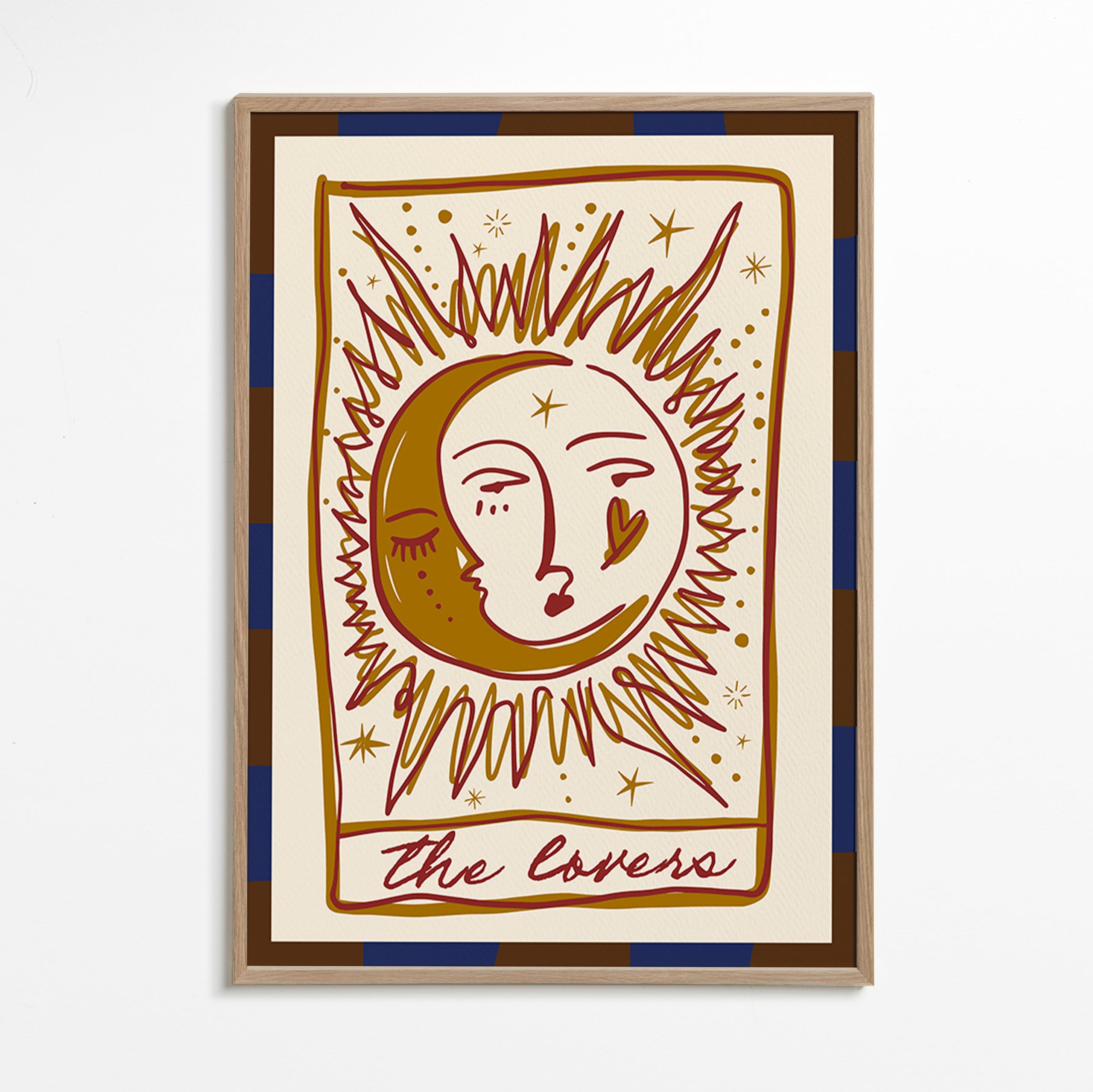 Tarotillustration 'The Lovers' sol och måne