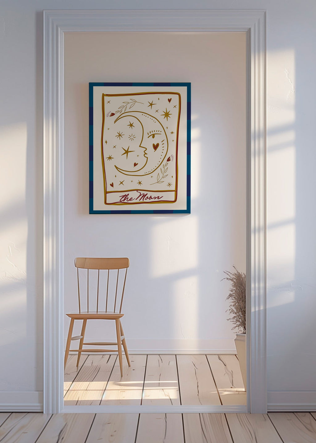 Illustration måneansikte med stjärnor