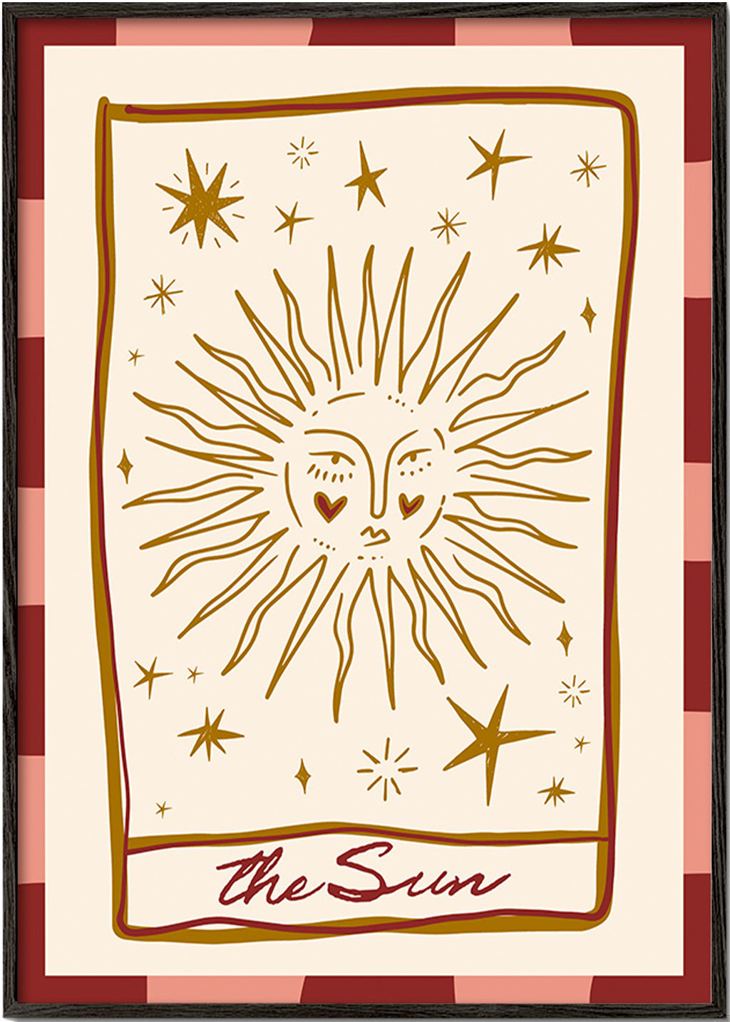 Solillustration i vintage-kortstil