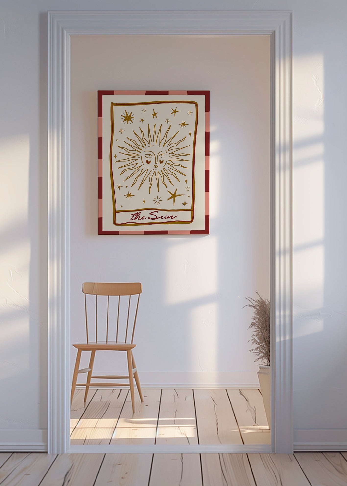 Solillustration i vintage-kortstil