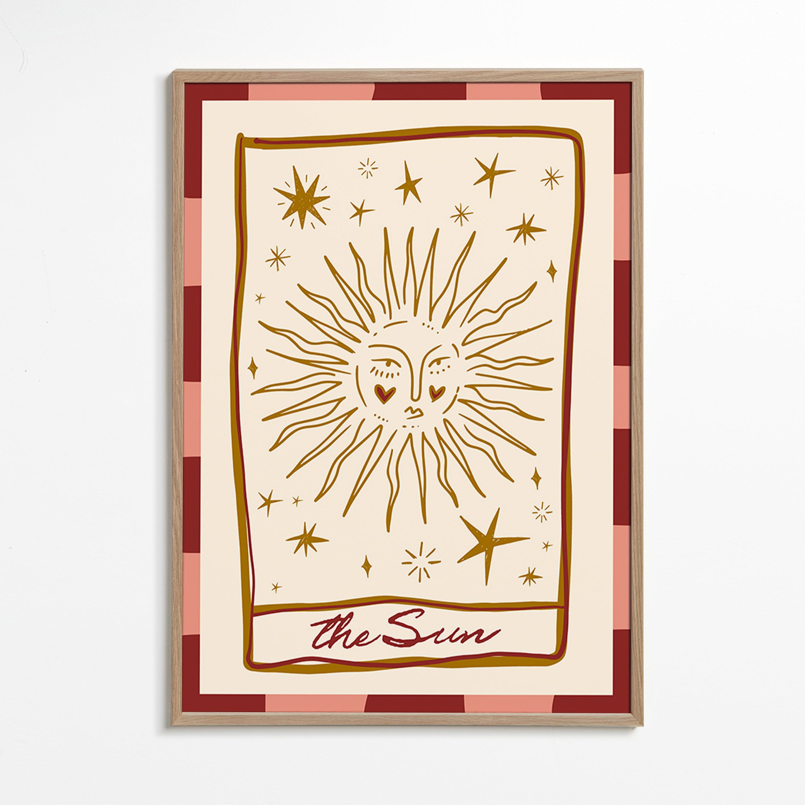 Solillustration i vintage-kortstil