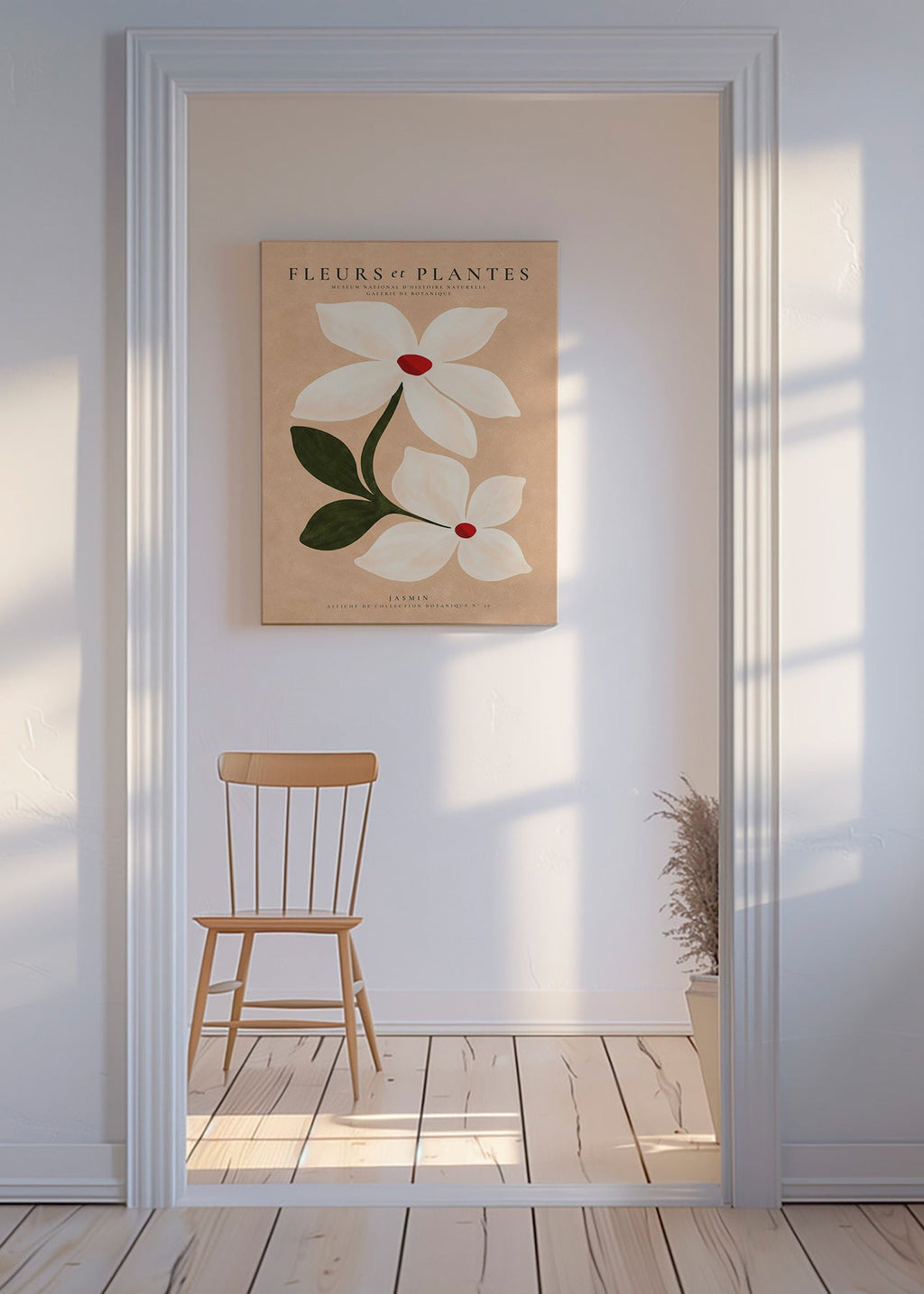Botanisk poster jasmin på beige bakgrund