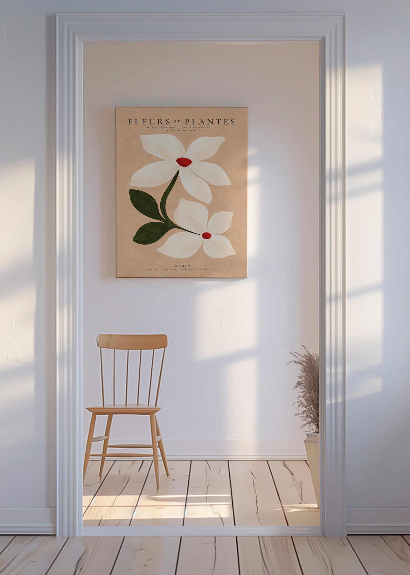 Botanisk poster jasmin på beige bakgrund