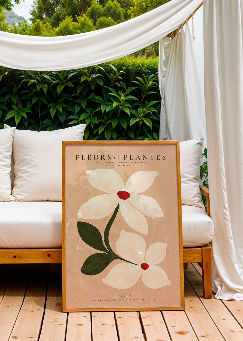 Botanisk poster jasmin på beige bakgrund