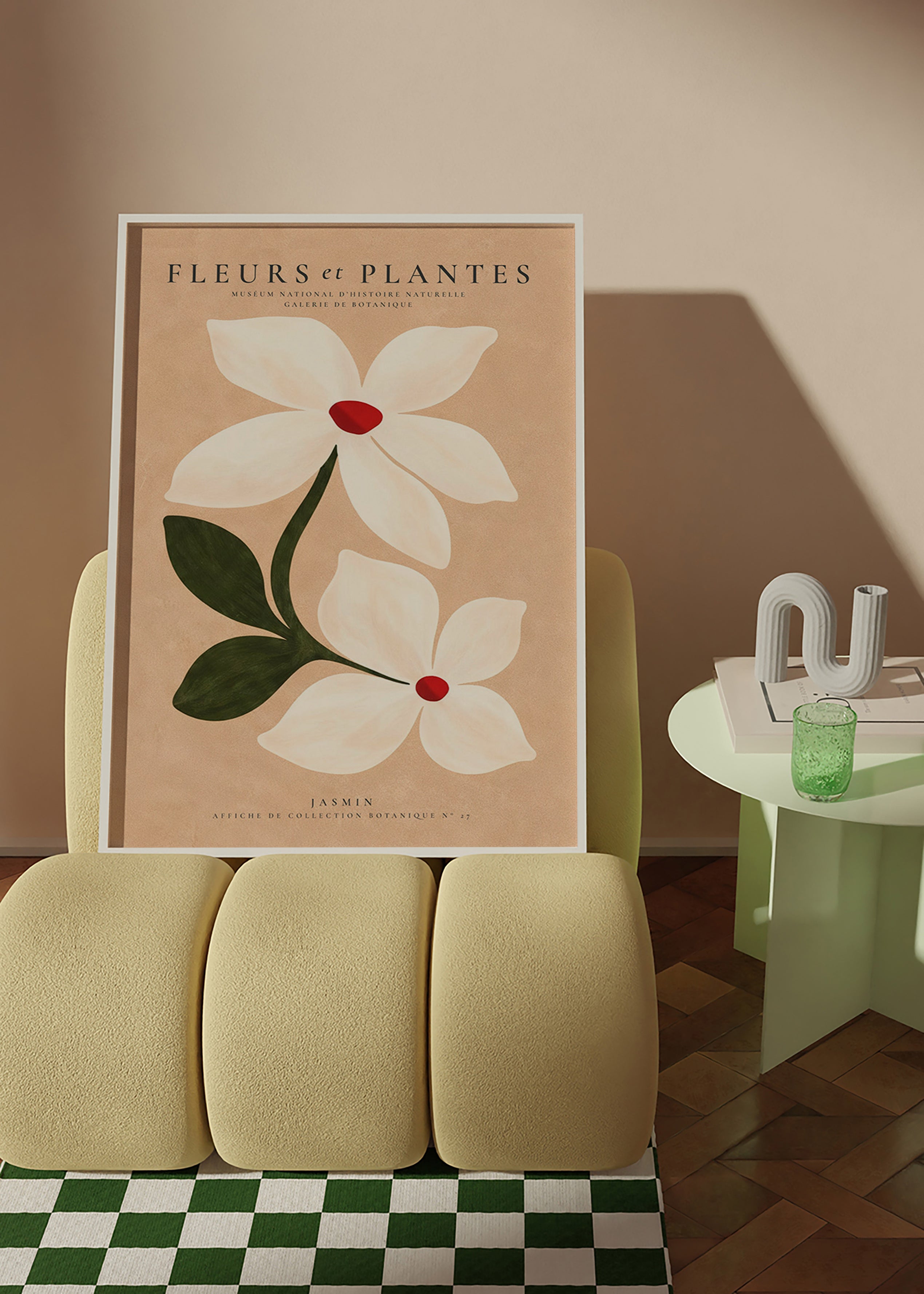 Botanisk poster jasmin på beige bakgrund