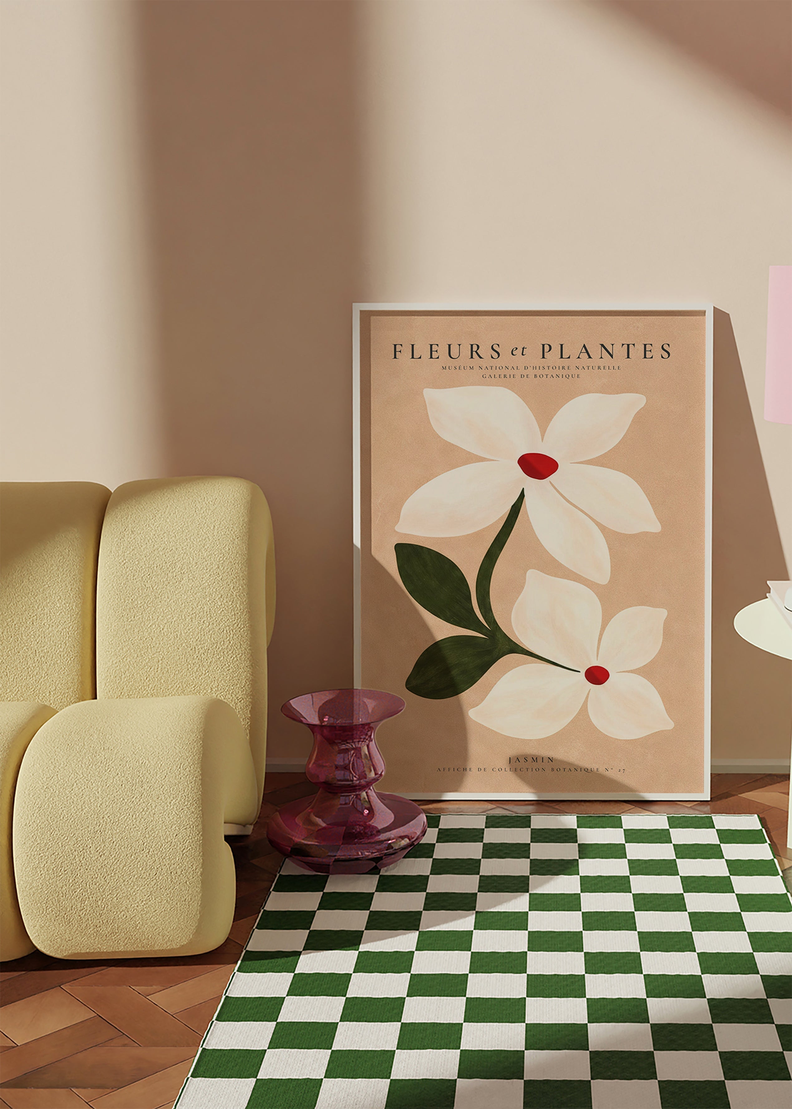Botanisk poster jasmin på beige bakgrund