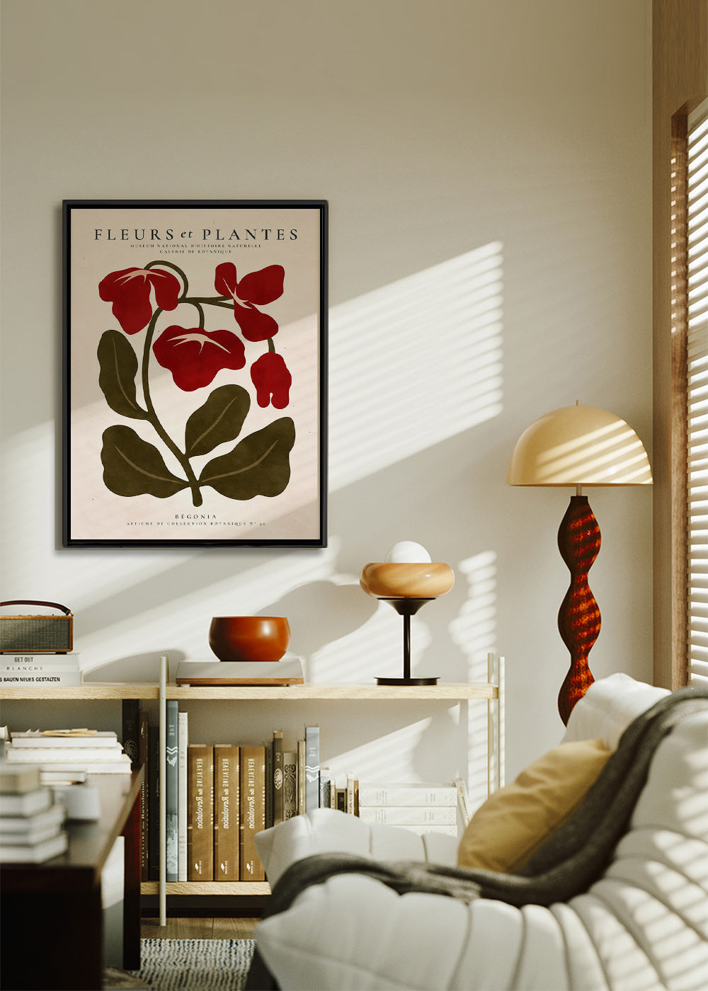 Botanisk poster: Röd begonia stiliserad