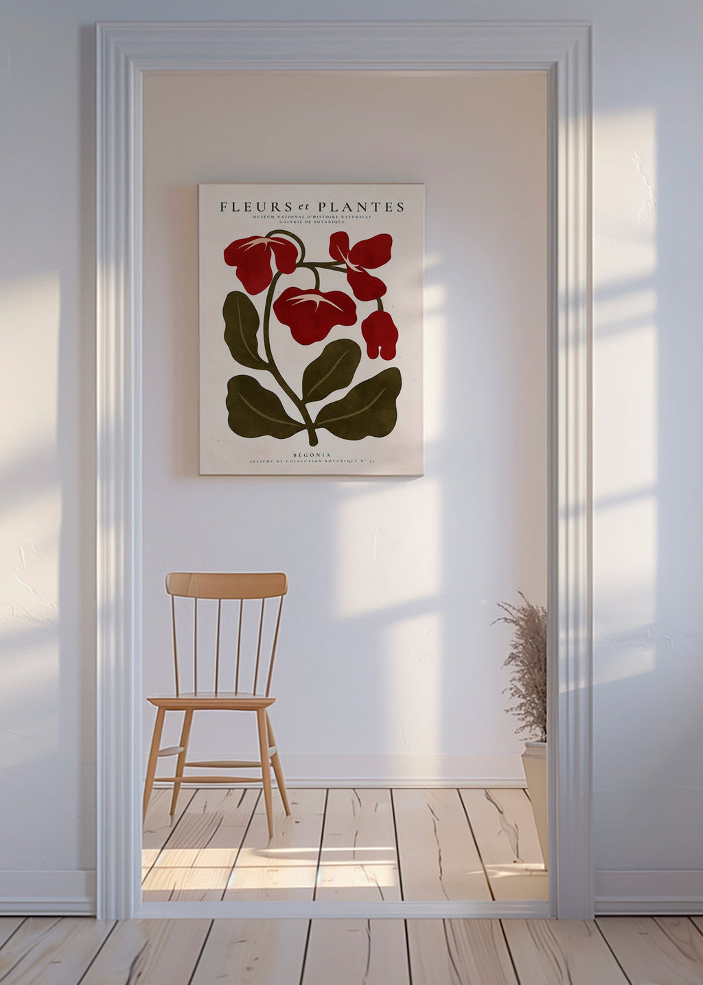 Botanisk poster: Röd begonia stiliserad