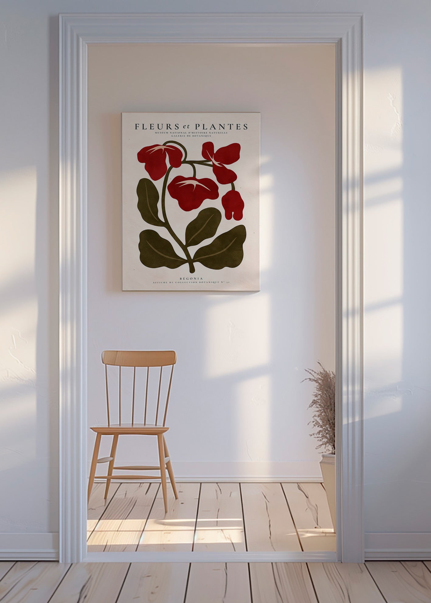 Botanisk poster: Röd begonia stiliserad