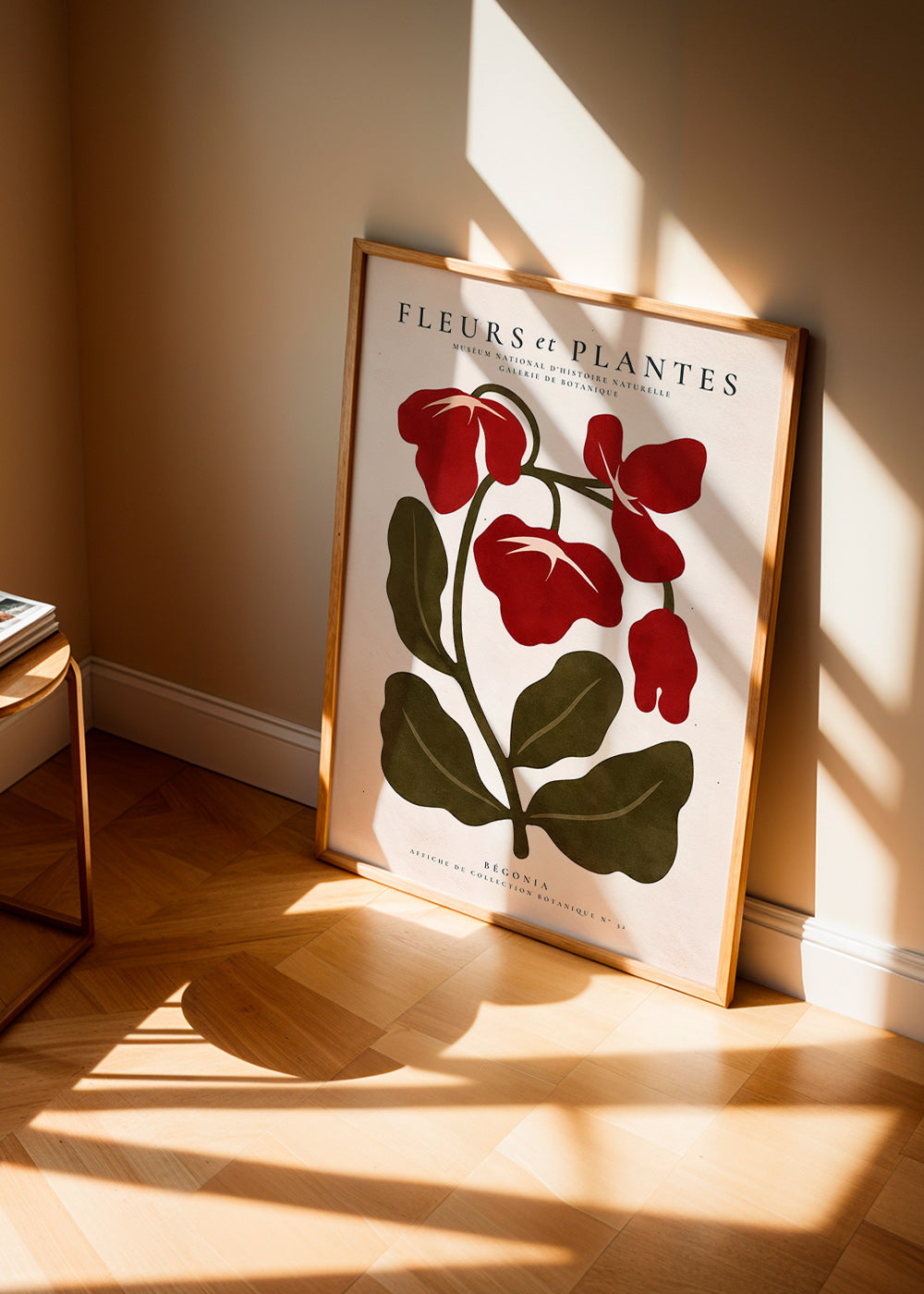 Botanisk poster: Röd begonia stiliserad