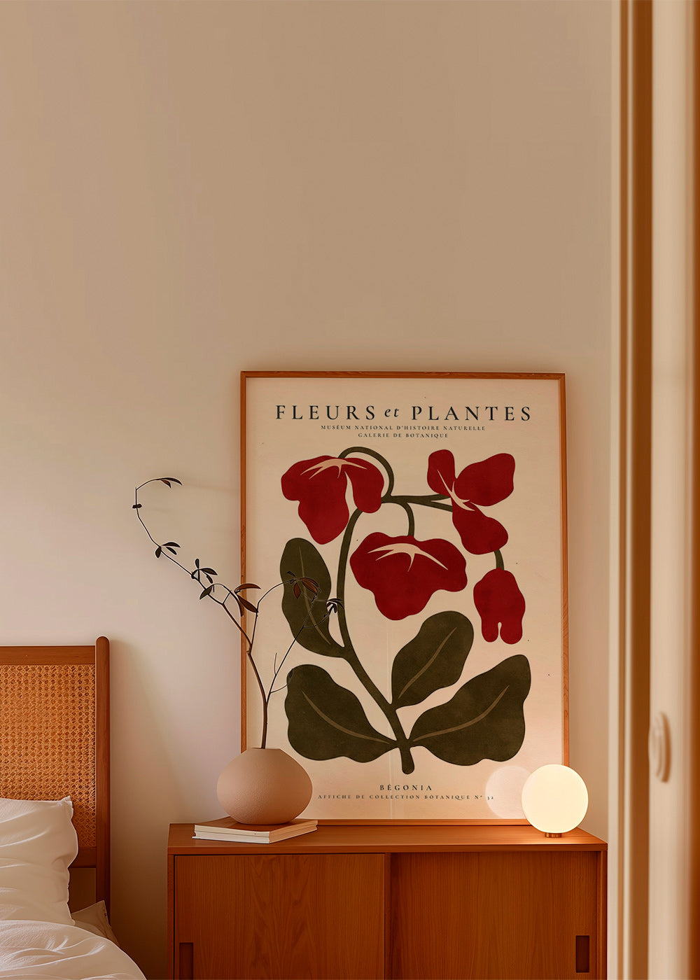 Botanisk poster: Röd begonia stiliserad