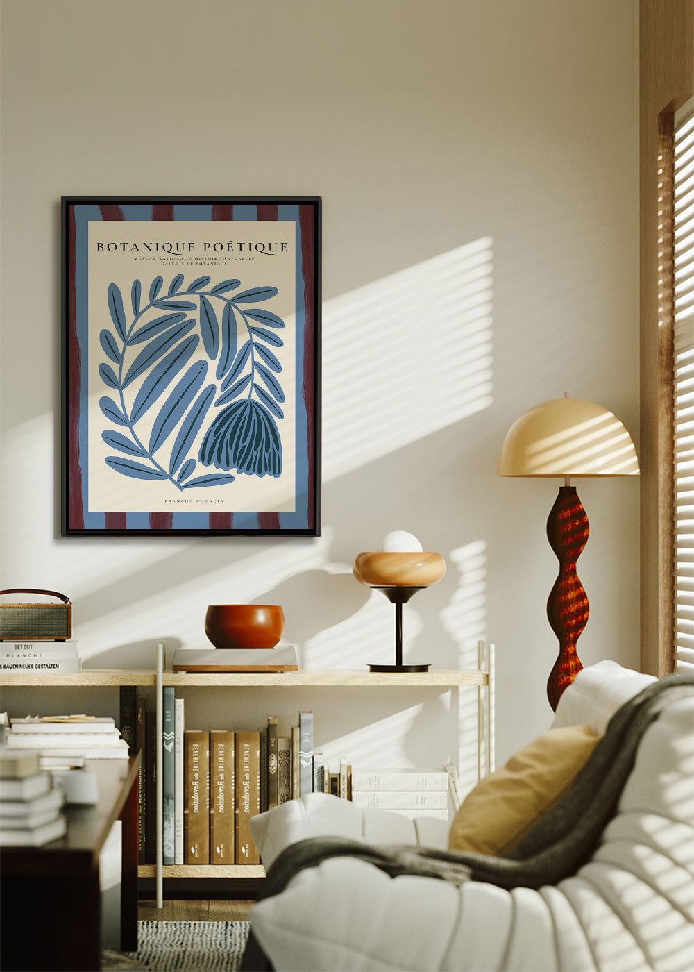 Botanisk poster: stiliserad blå akacia