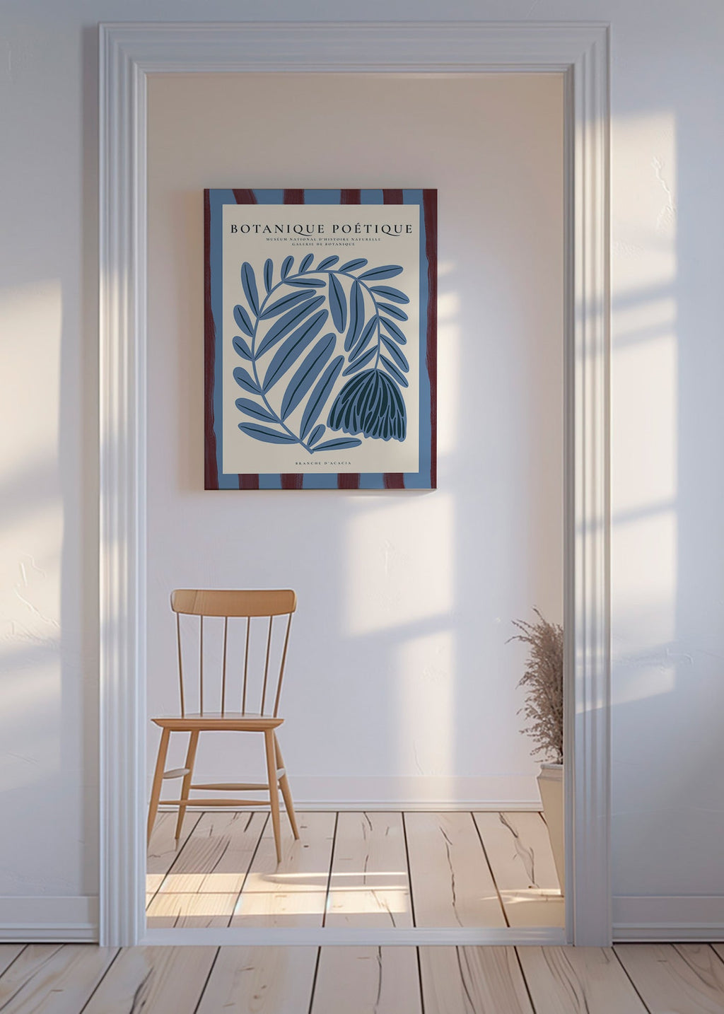Botanisk poster: stiliserad blå akacia