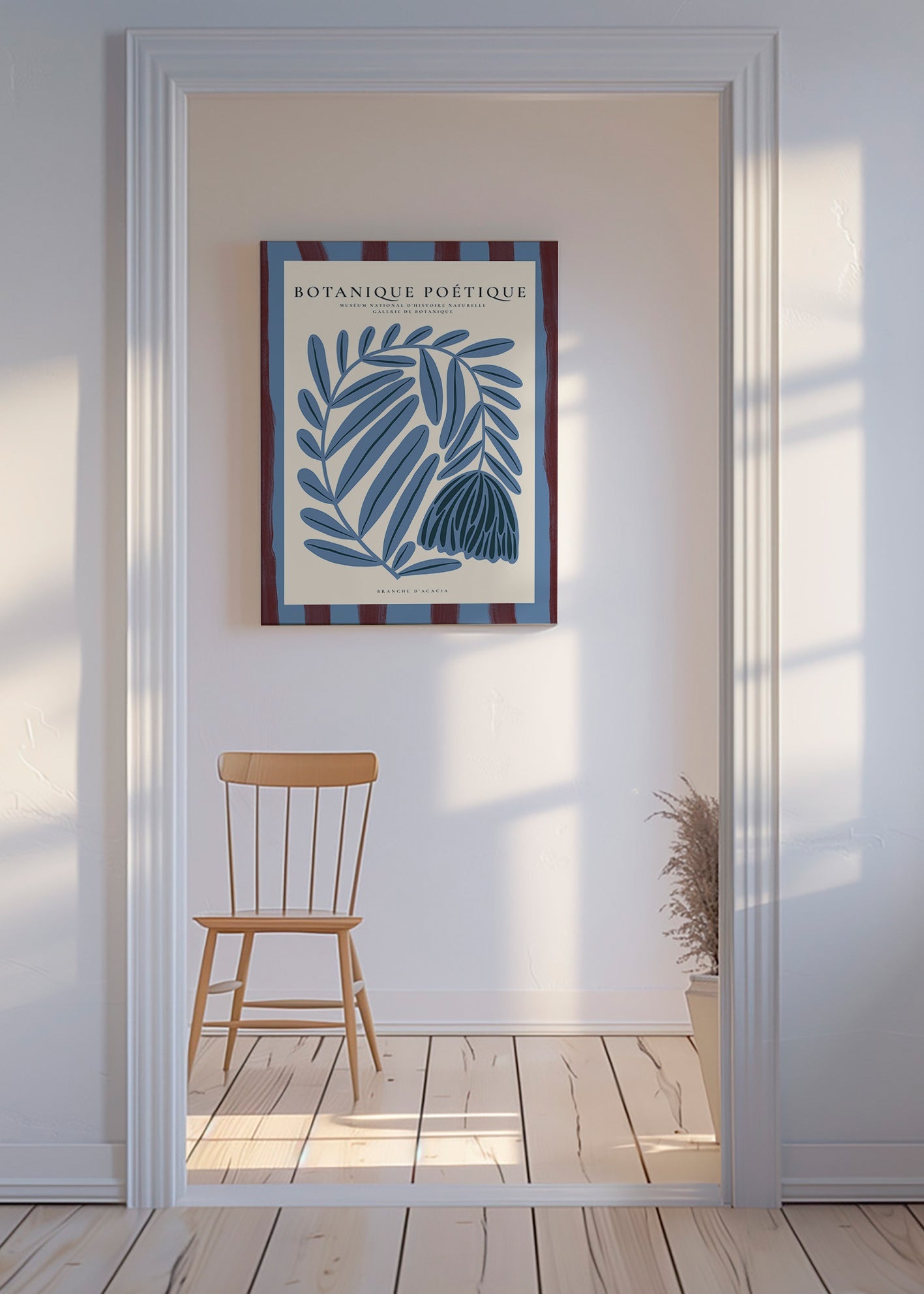 Botanisk poster: stiliserad blå akacia