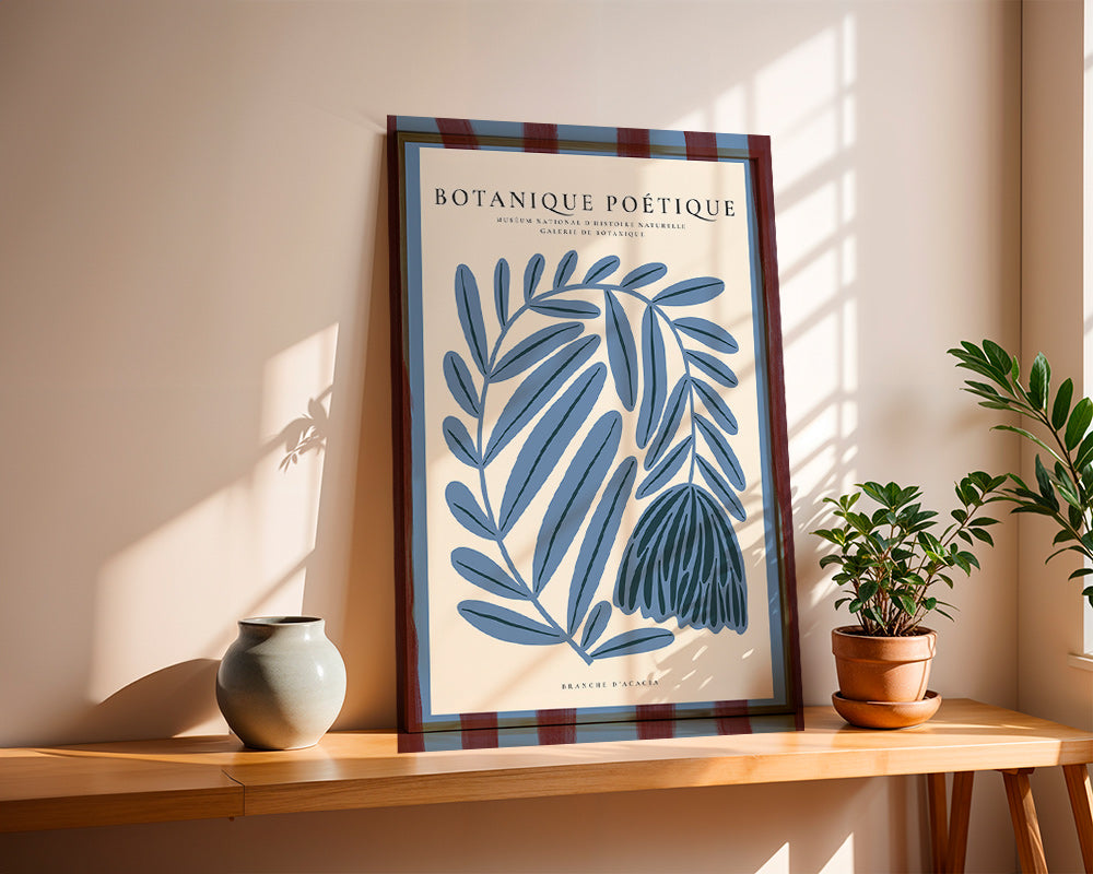 Botanisk poster: stiliserad blå akacia