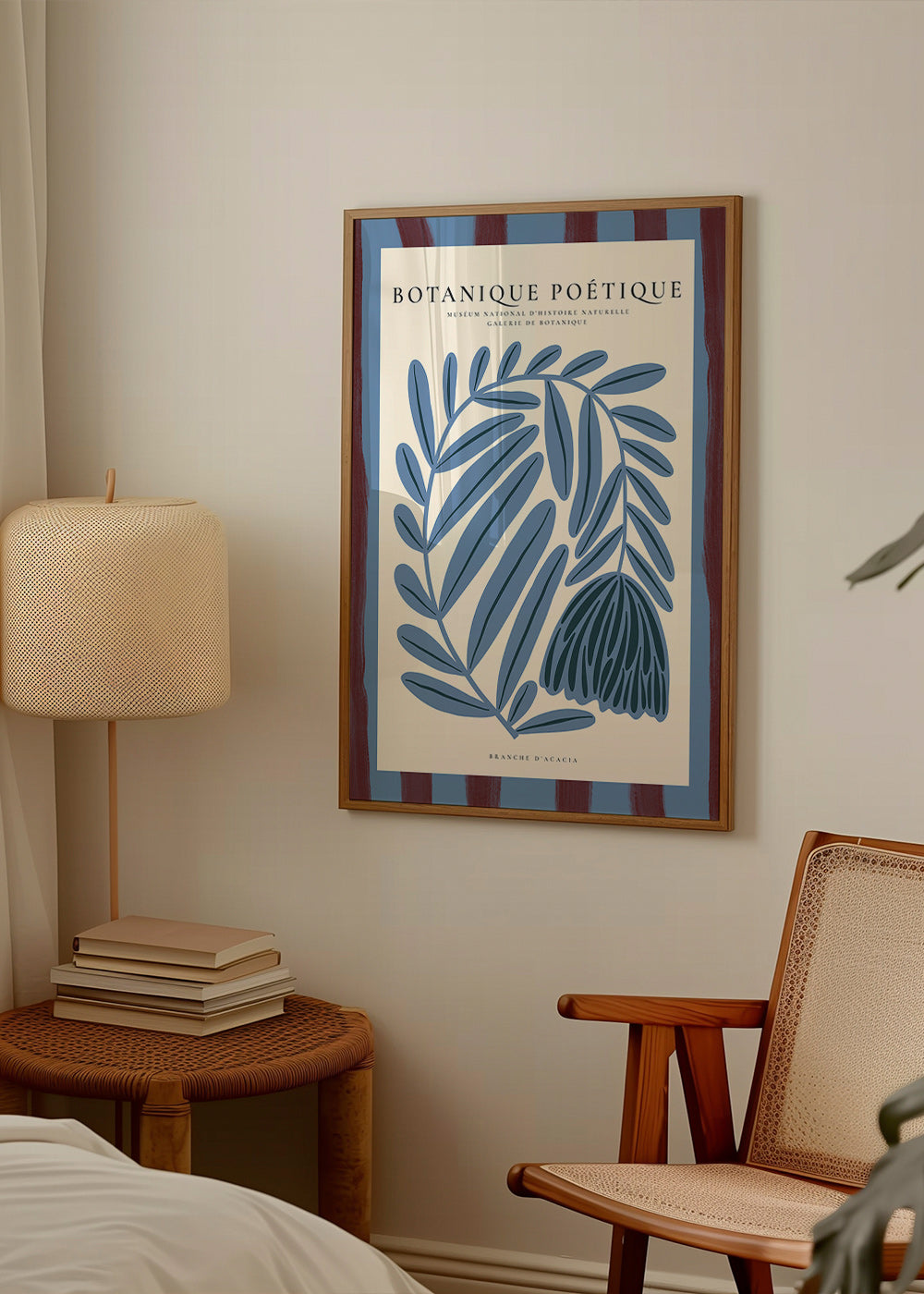 Botanisk poster: stiliserad blå akacia