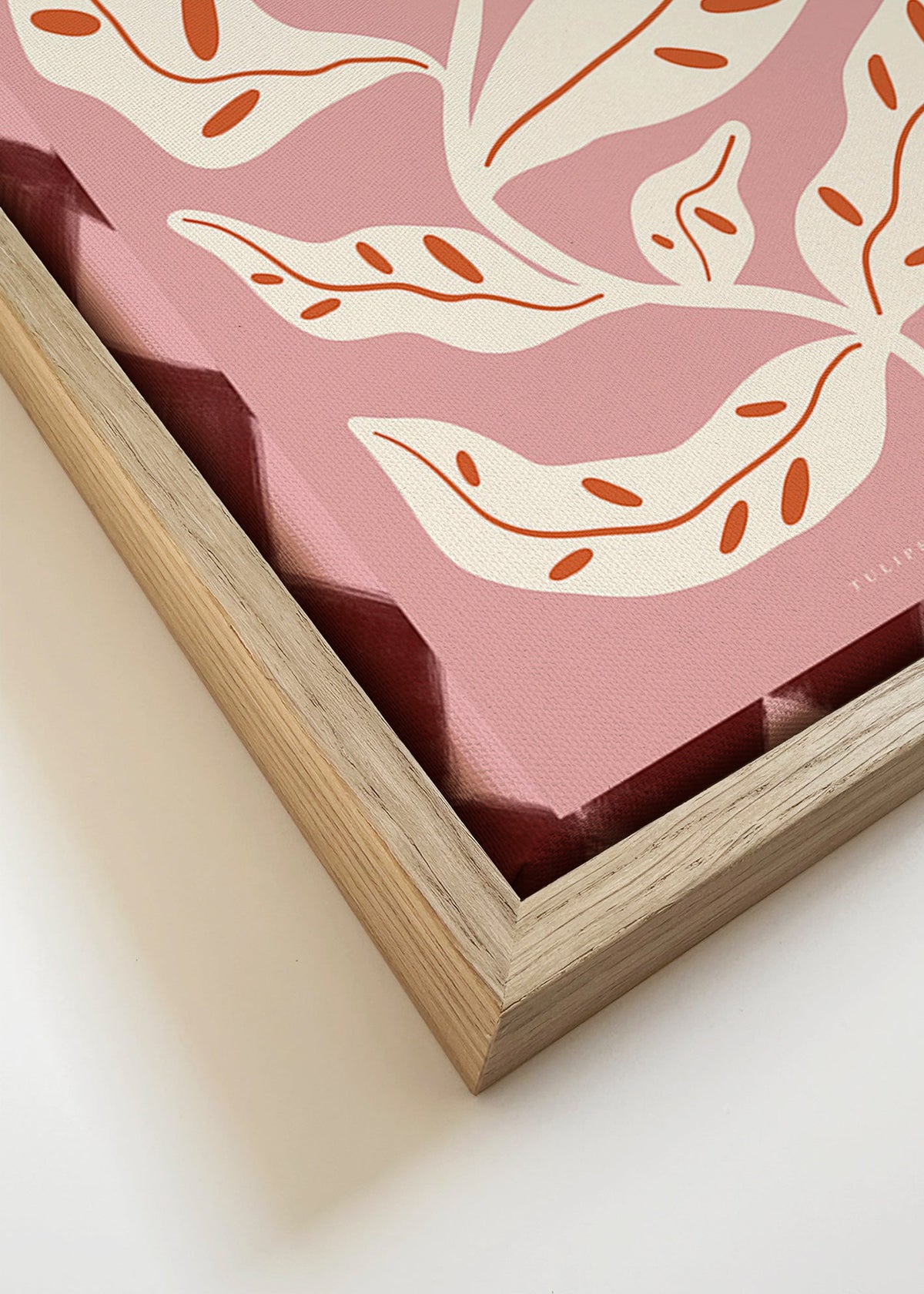 Botanisk poster med stiliserad rosa blomma