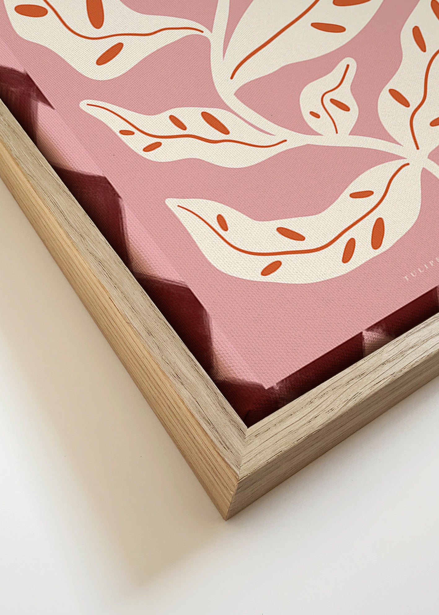 Botanisk poster med stiliserad rosa blomma
