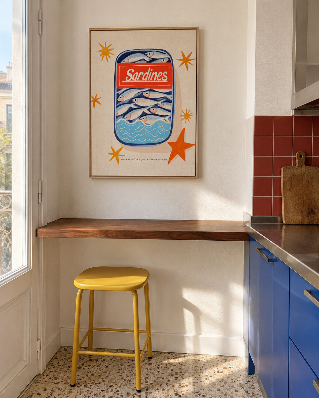 Hard to call it a party without sardines - Framed canvas in an interior