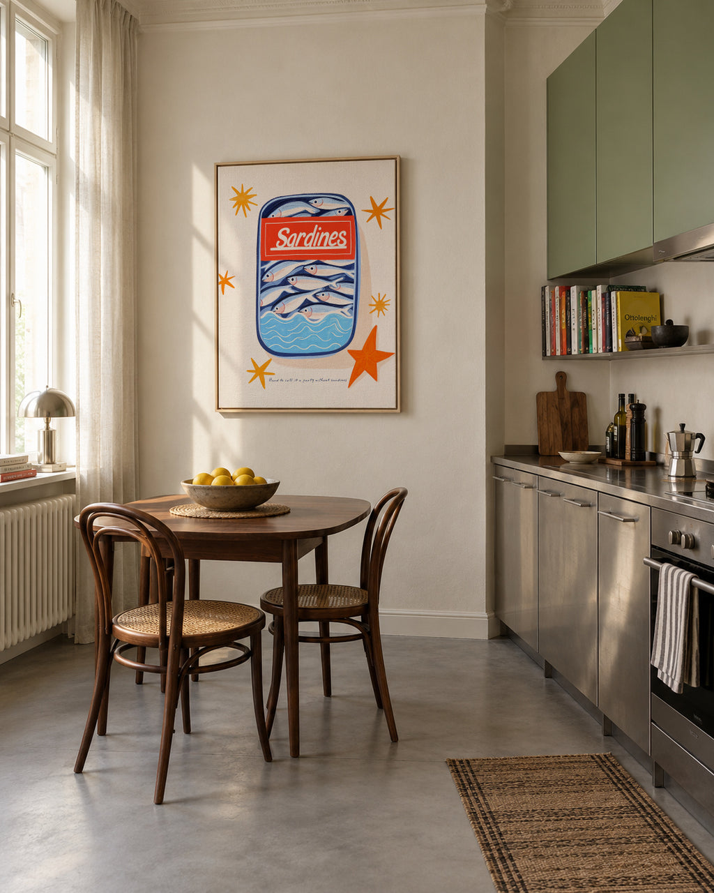 Hard to call it a party without sardines - Framed canvas in an interior