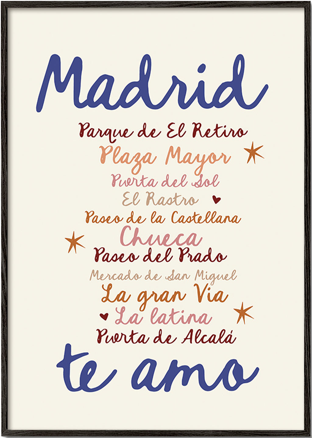 Reseaffisch Madrid tydlig typografi
