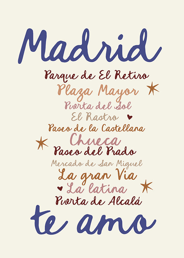 Reseaffisch Madrid tydlig typografi