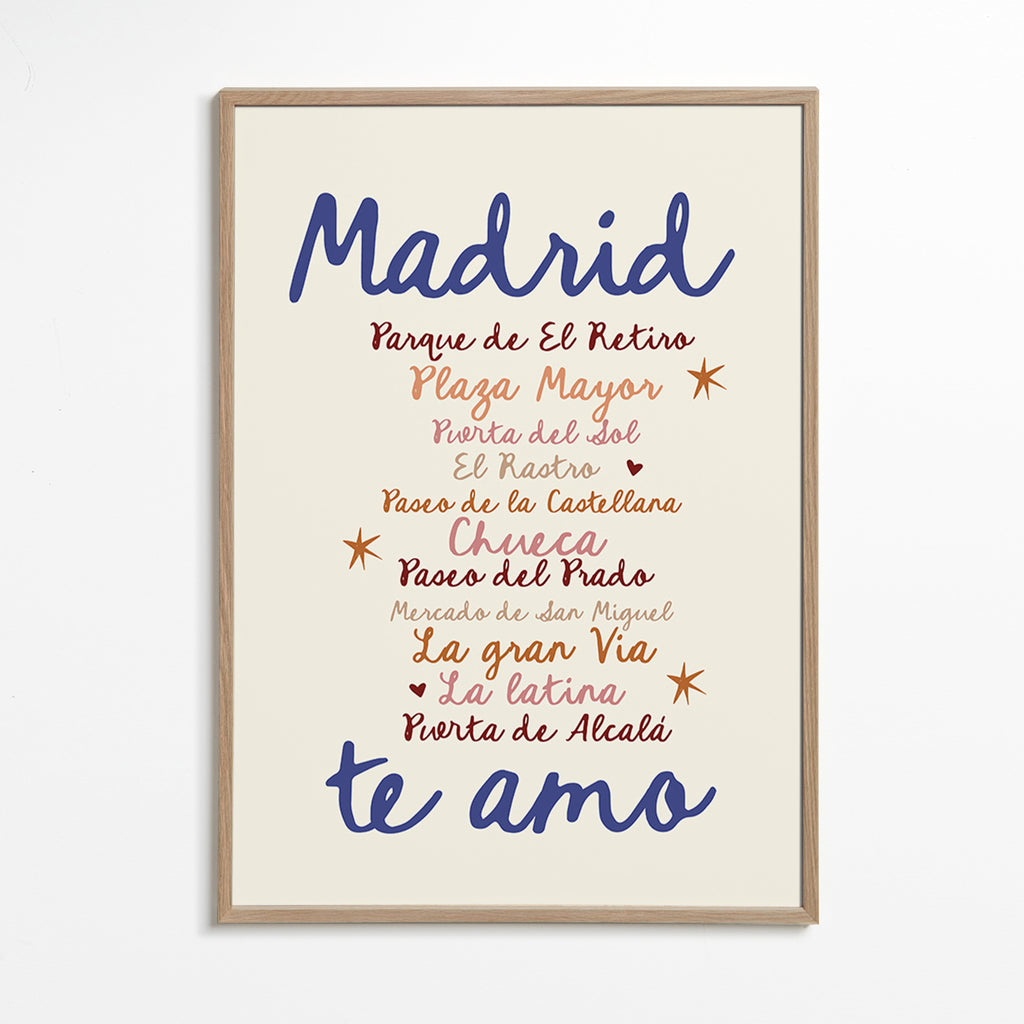Reseaffisch Madrid tydlig typografi