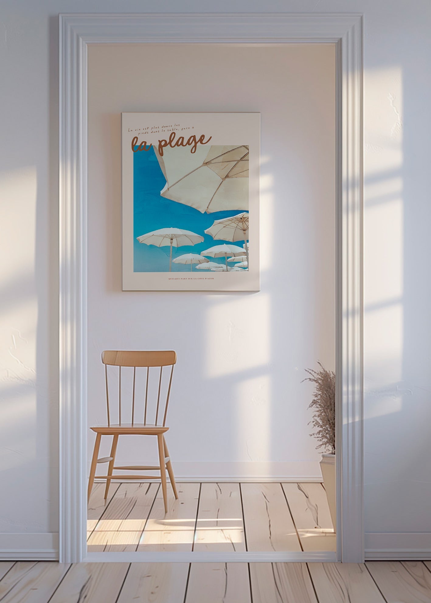 Kustlandskap med parasoller