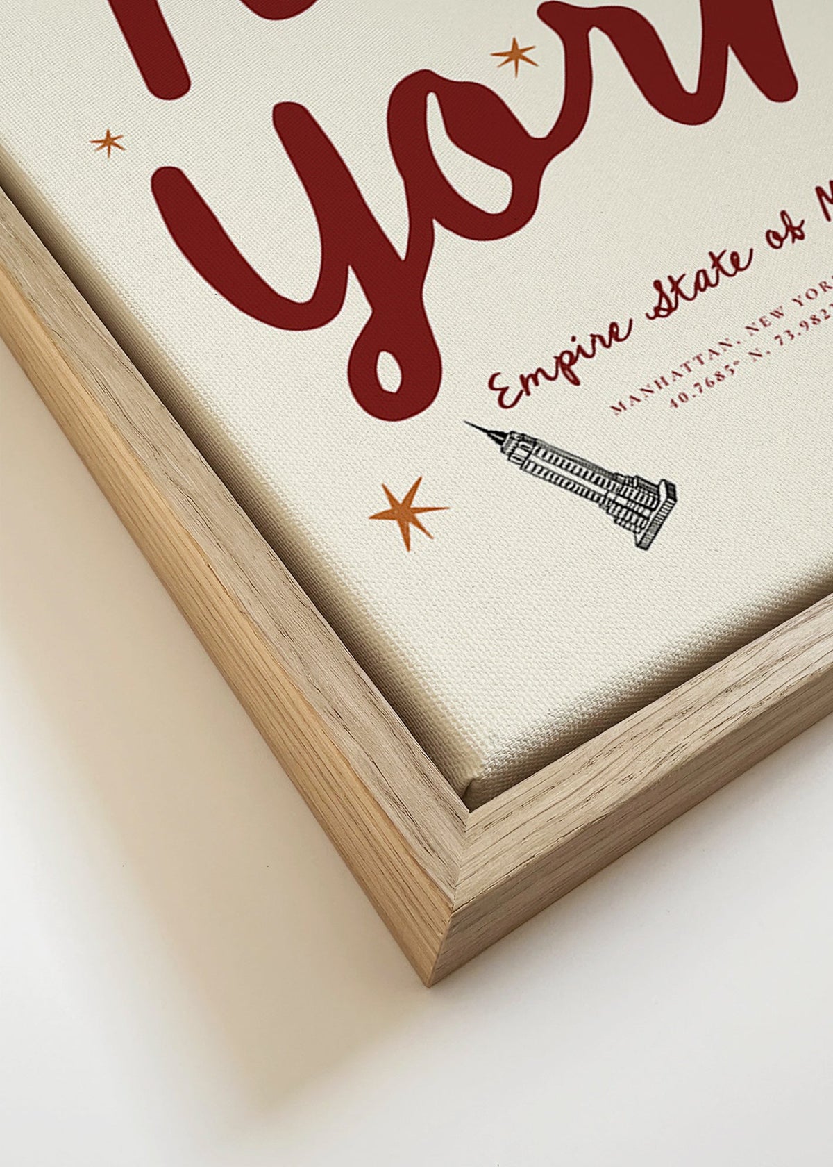 Reseaffisch New York med bordeaux handlettering