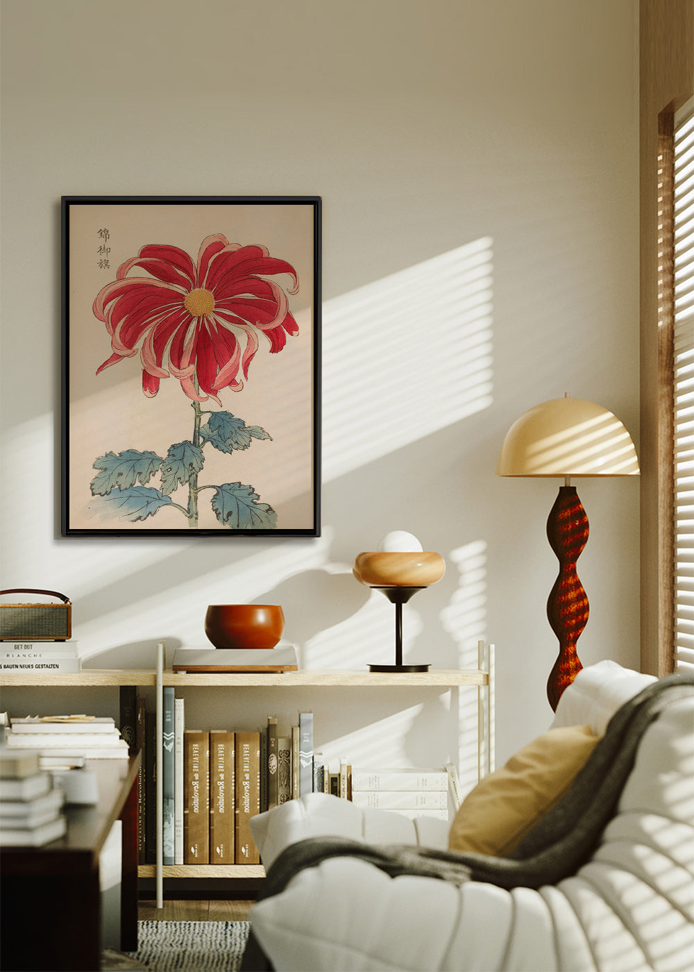 Botanisk poster japansk krysantem röd