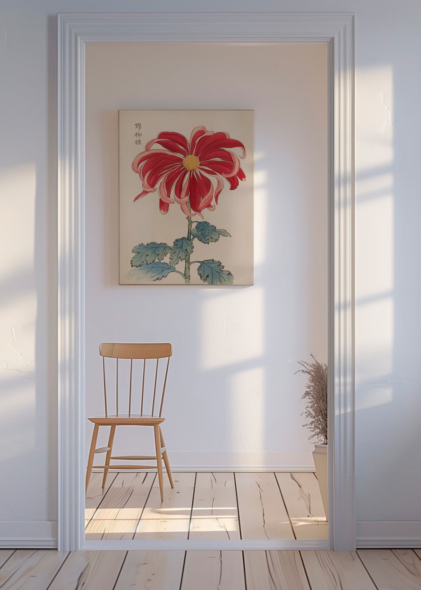 Botanisk poster japansk krysantem röd