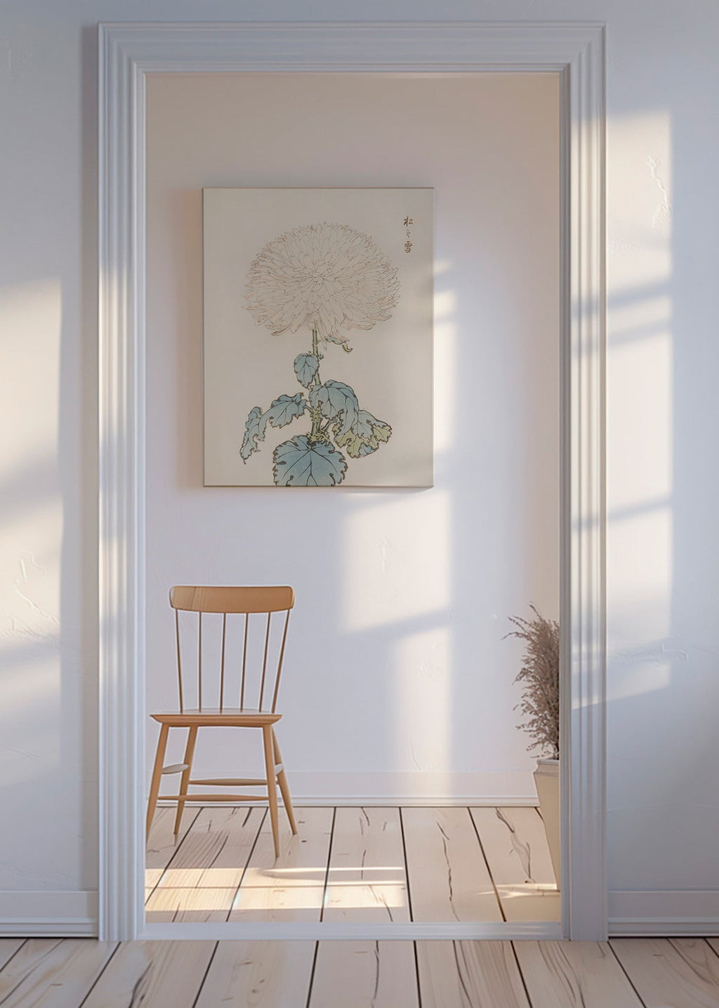 Botanisk poster: japansk krysantem i detalj