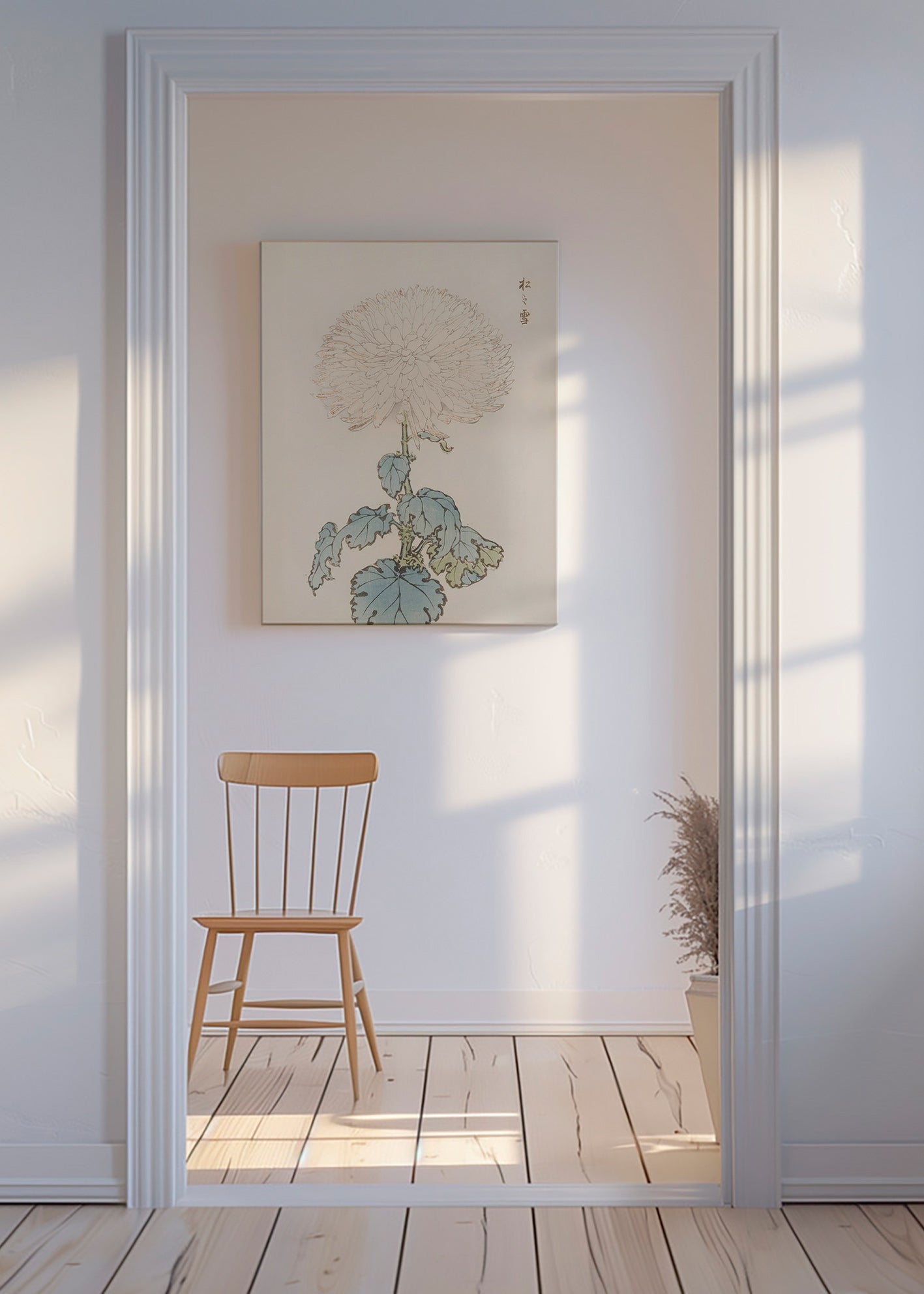 Botanisk poster: japansk krysantem i detalj