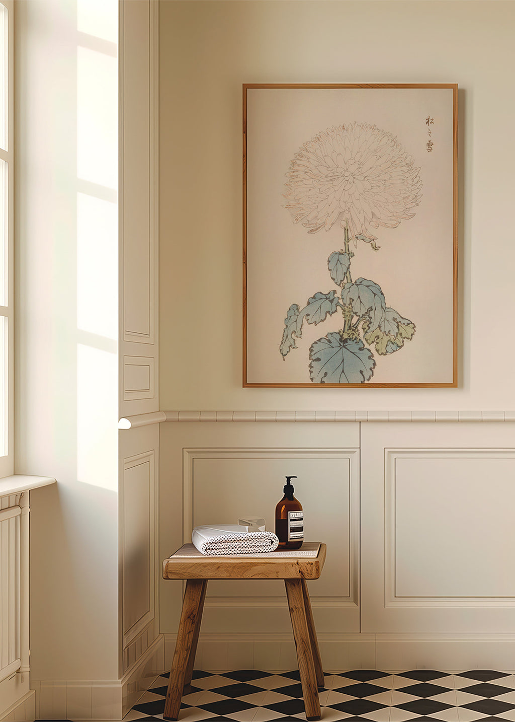 Botanisk poster: japansk krysantem i detalj