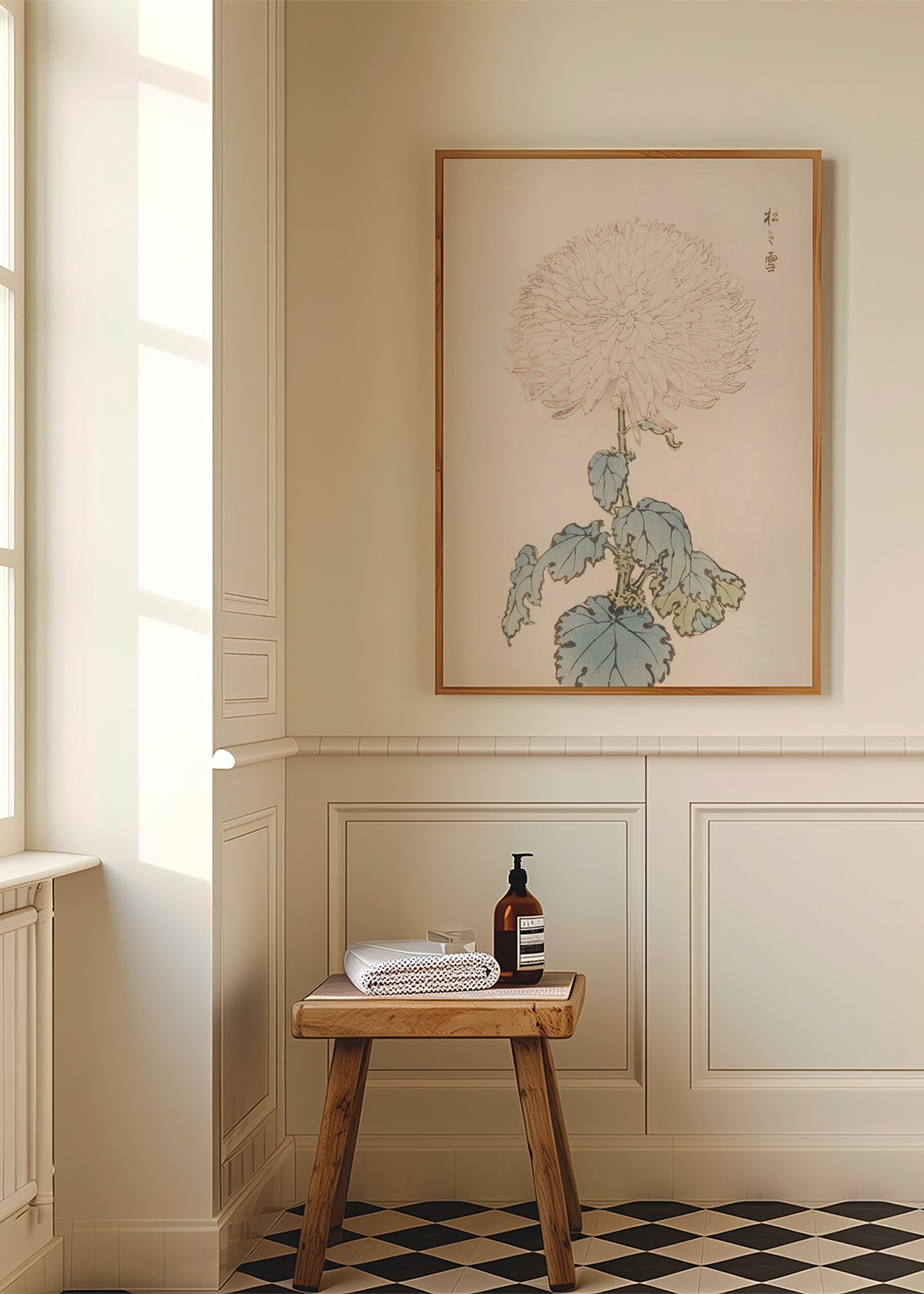 Botanisk poster: japansk krysantem i detalj
