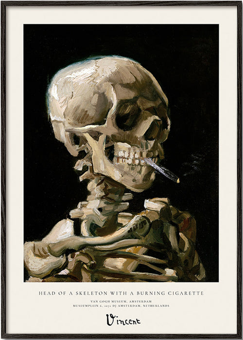 Vintage skalle med brinnande cigarett