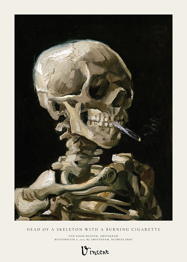 Vintage skalle med brinnande cigarett