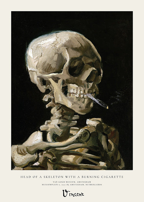 Vintage skalle med brinnande cigarett