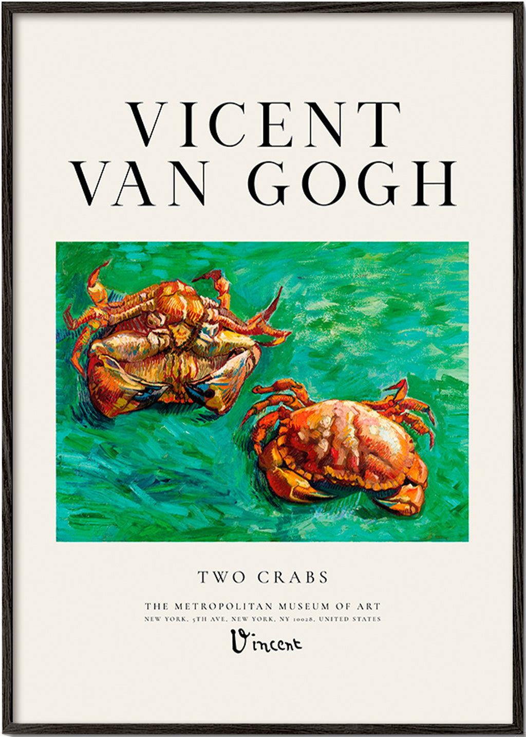 Two Crabs av Van Gogh — Krabbor på grön bakgrund