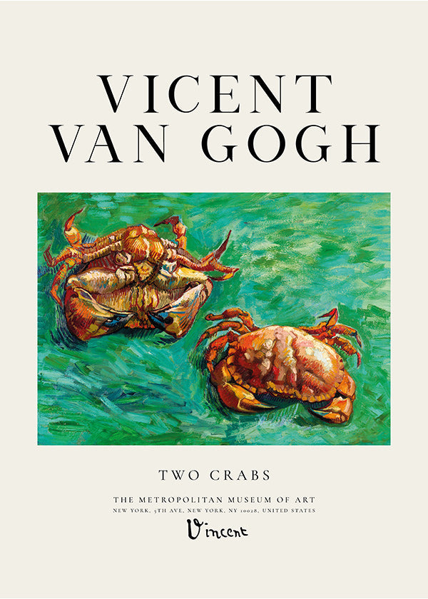 Two Crabs av Van Gogh — Krabbor på grön bakgrund