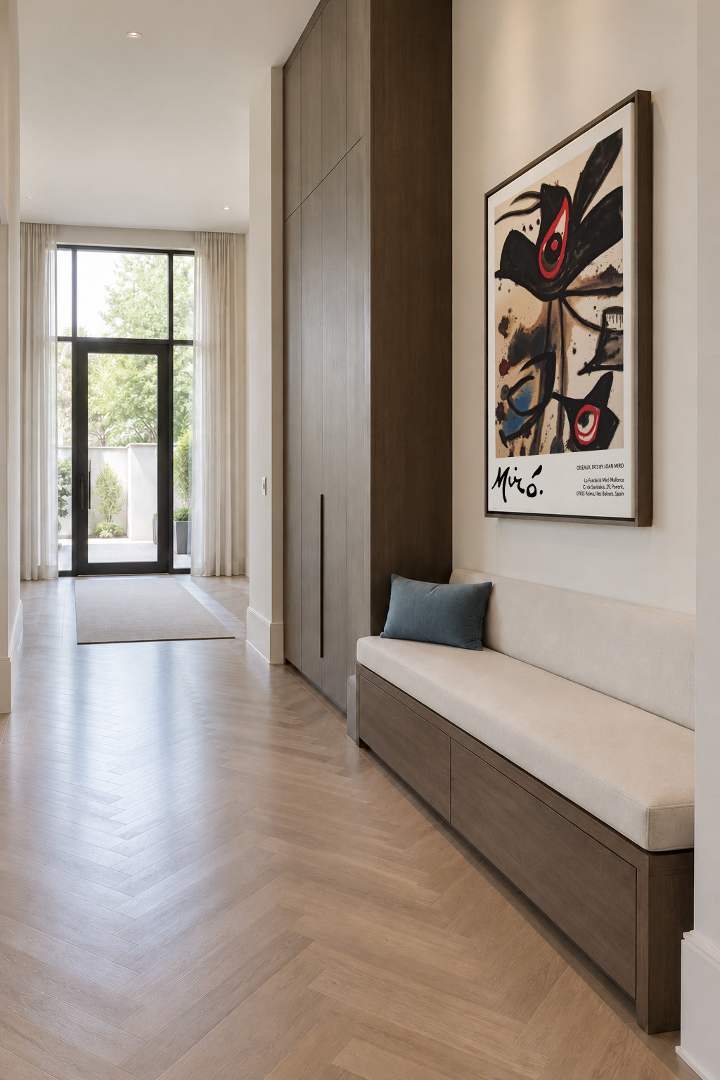 Oiseaux by Joan Miro - Framed canvas in an interior