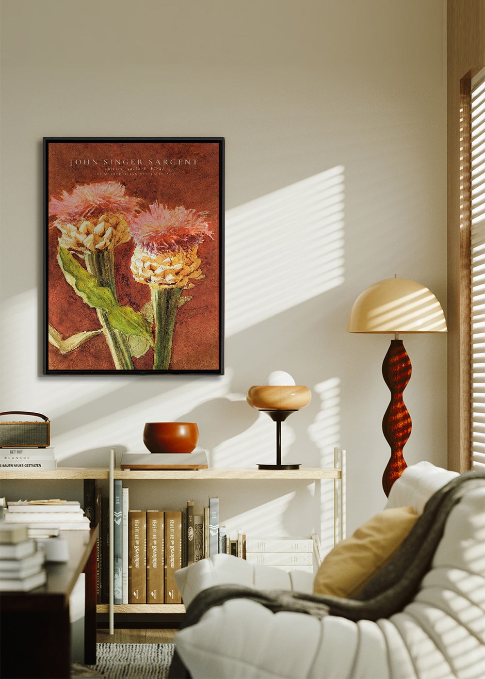 Botanisk poster med rosa tistlar