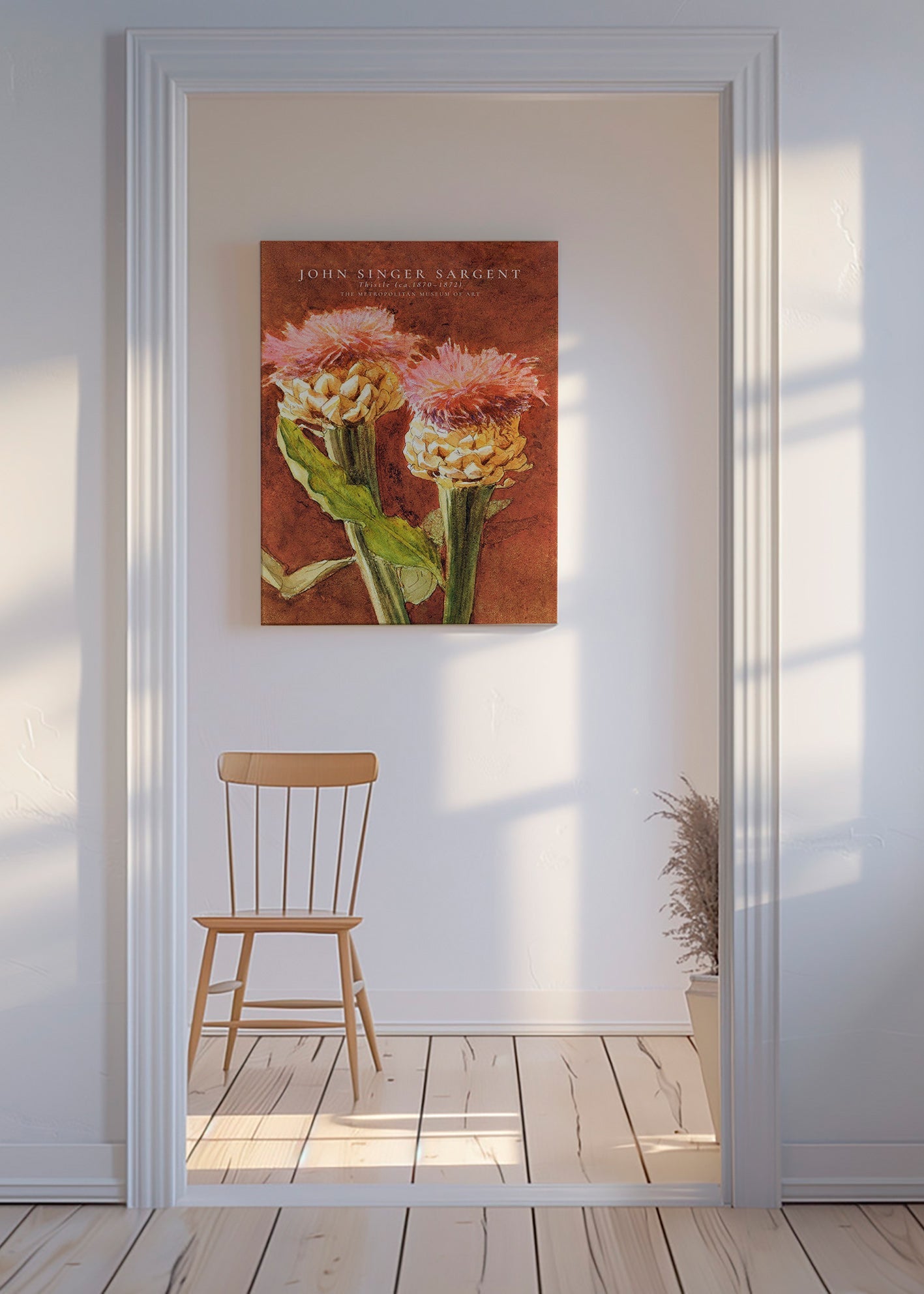 Botanisk poster med rosa tistlar