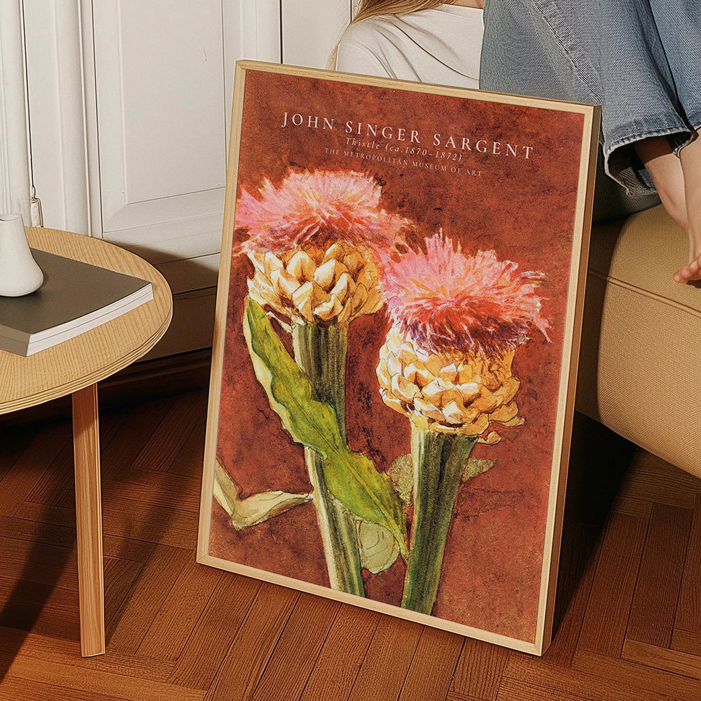 Botanisk poster med rosa tistlar
