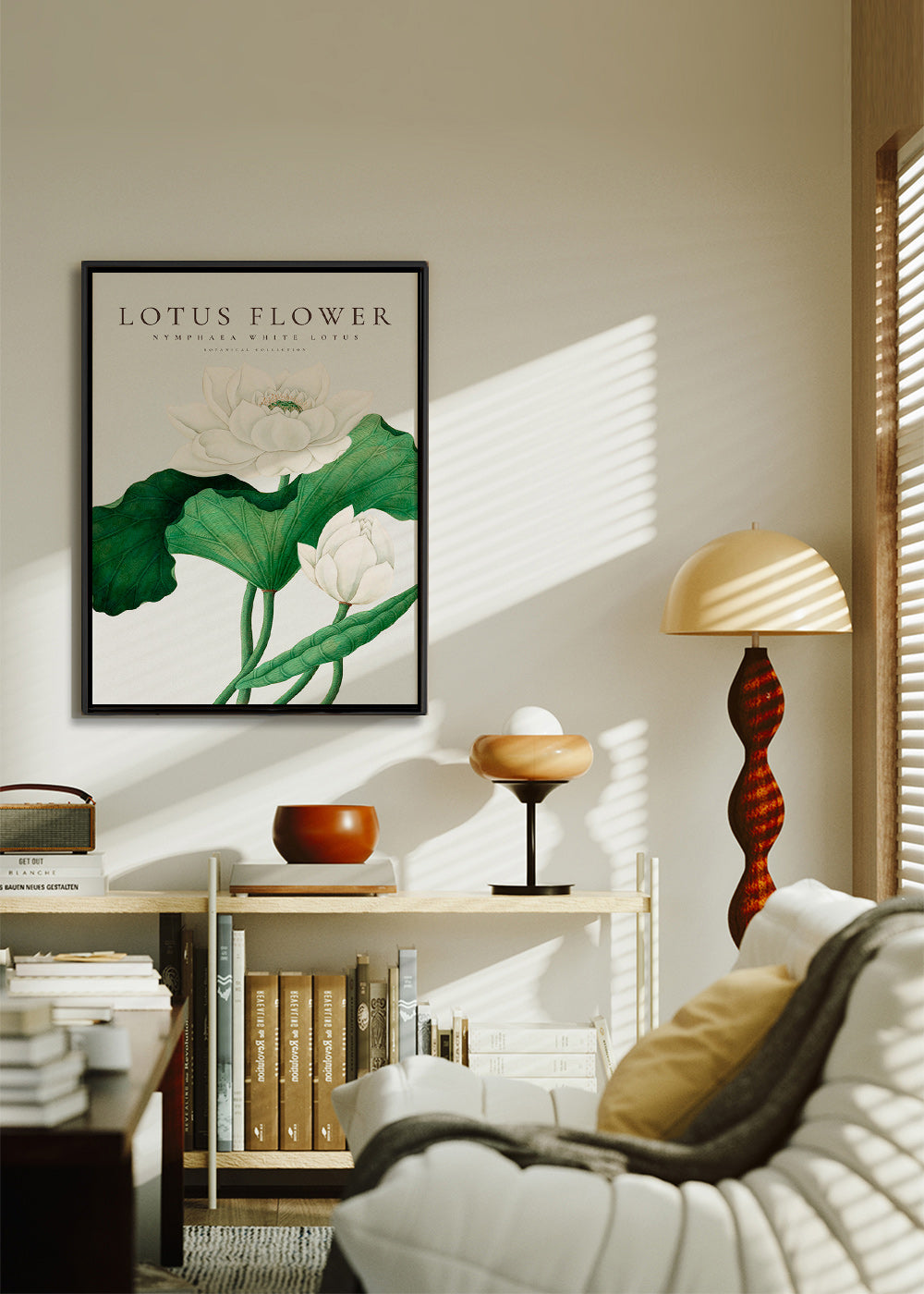 Botanisk poster Vit lotusstudie