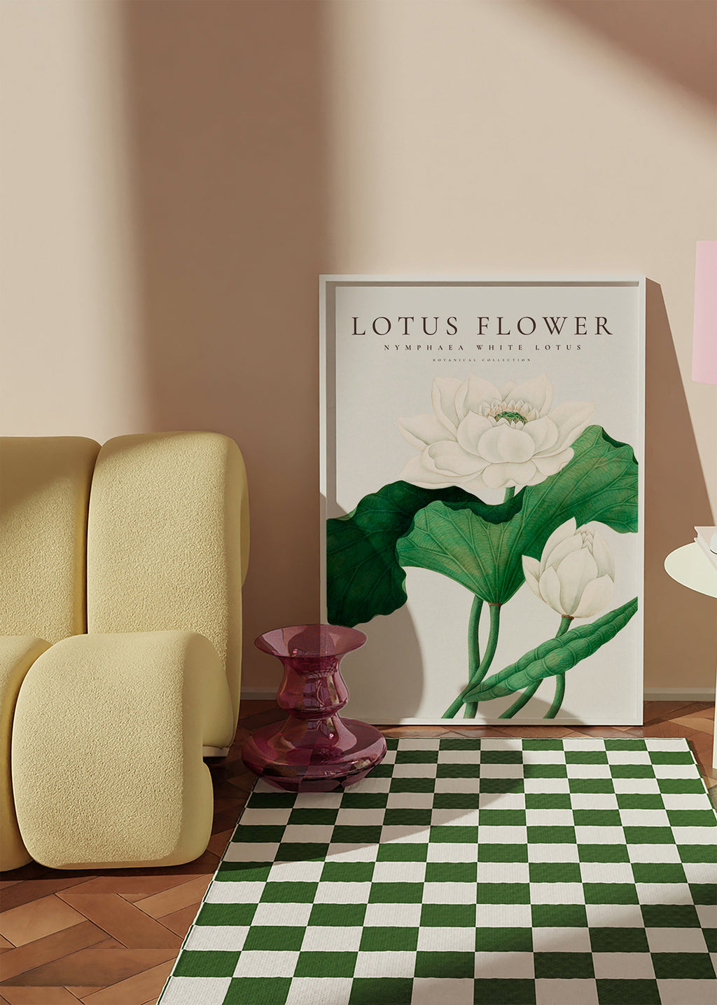 Botanisk poster Vit lotusstudie