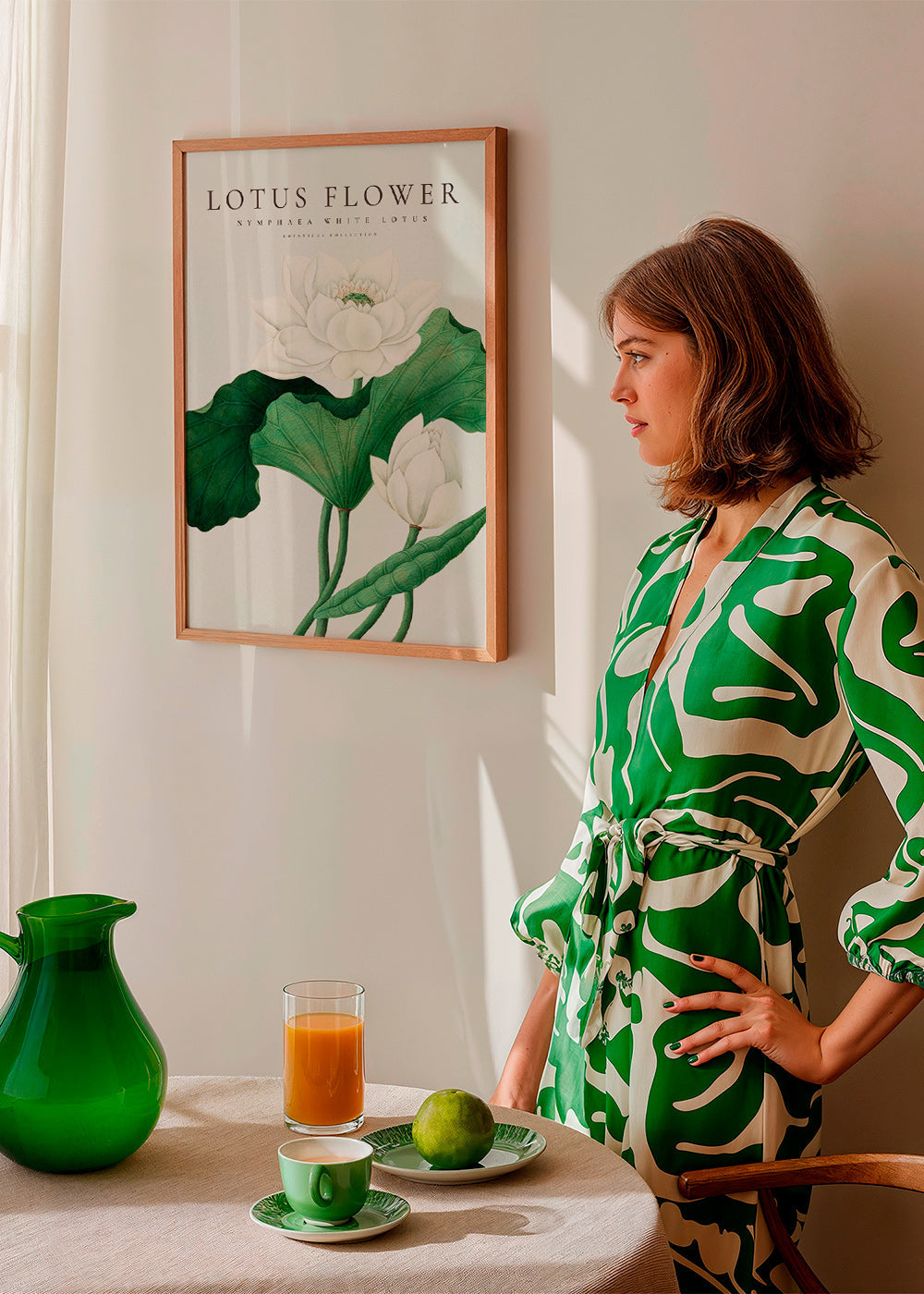 Botanisk poster Vit lotusstudie