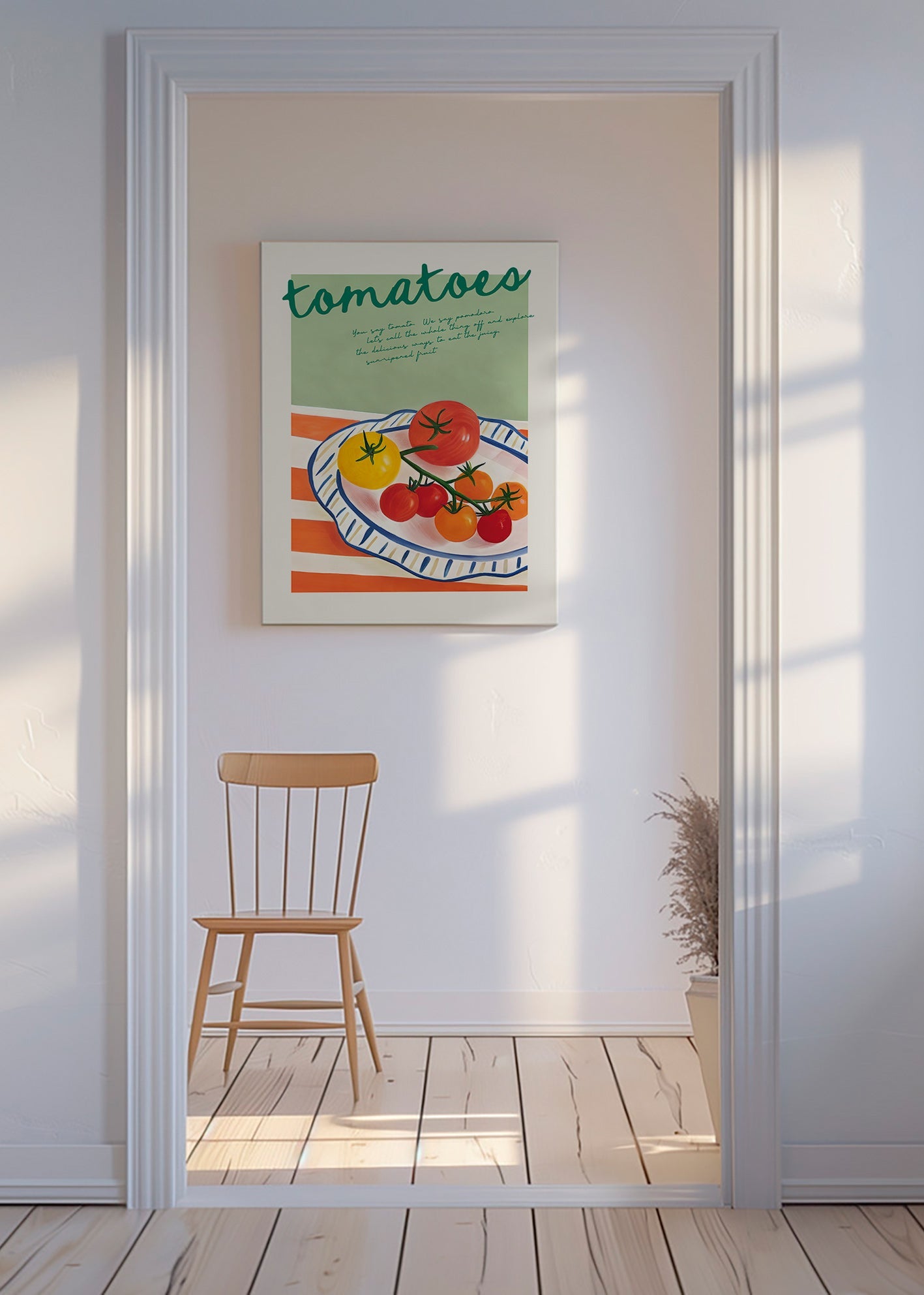 Kökskonst med illustrerade tomater